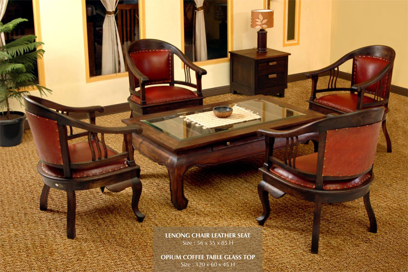Lenong living  set furniture  Indonesia  teak leather 